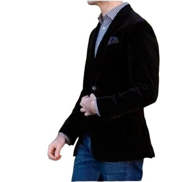 MEN’S EXPRESS BLACK VELVET 2 BUTTON BLAZER JACKET SIZE 40R